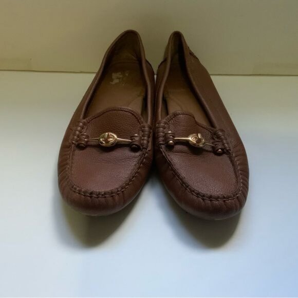 *COACH 'ARLENE' Classic Brown Loafer Logo Horsebit Flats - Picture 6 of 12
